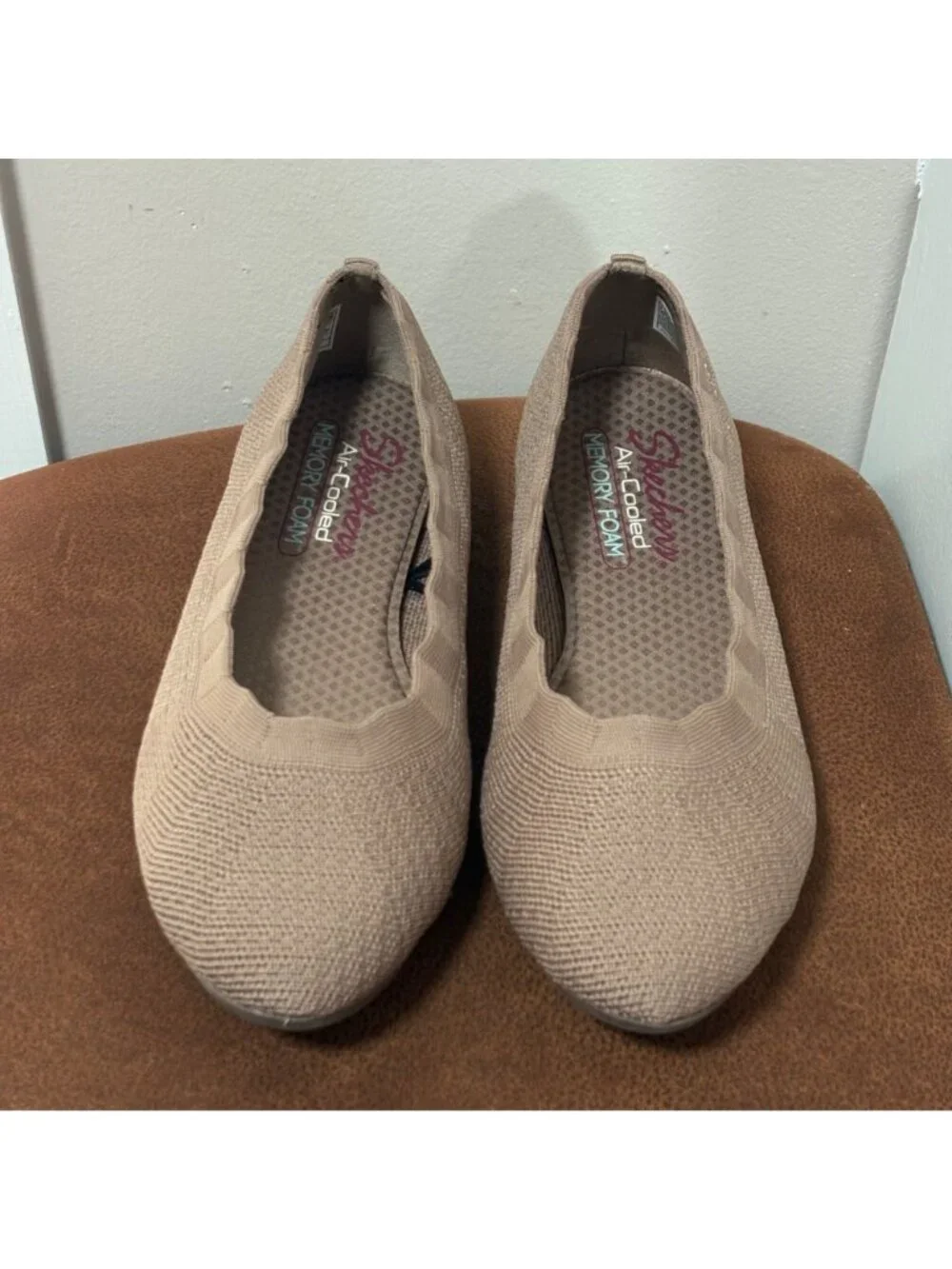 Skechers Air-Cooled Memory Foam Stretch Fit Ballet Flats mocha 7.5